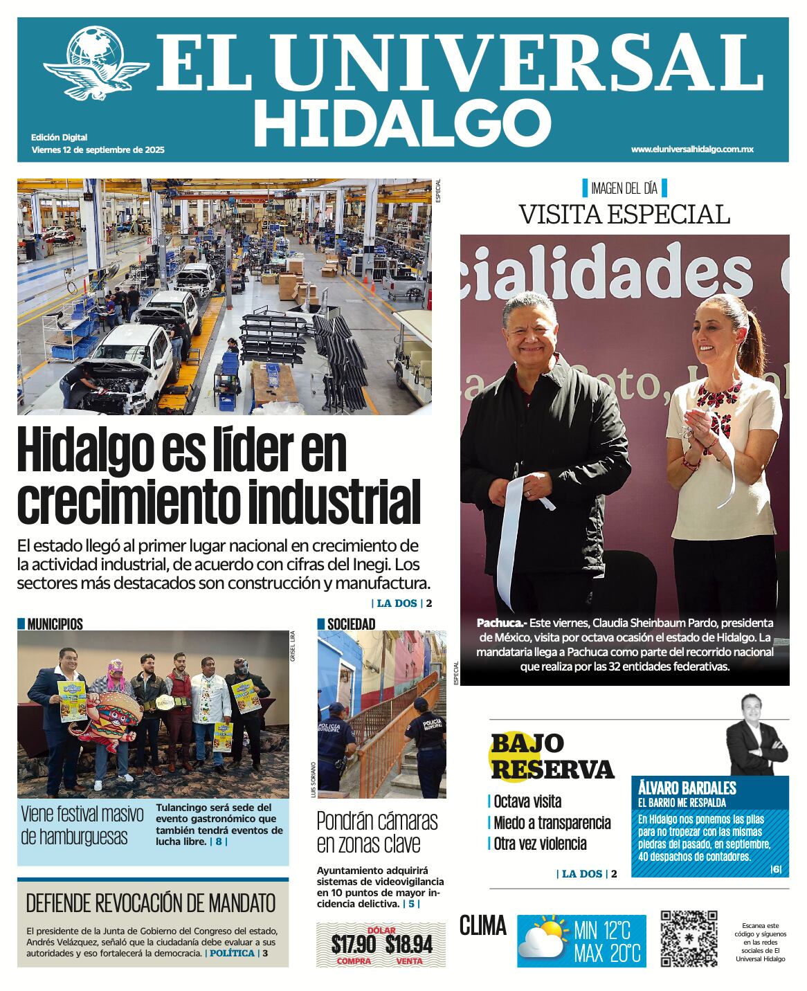 Portada El Universal Hidalgo 120925