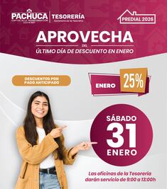Este 31 de enero vence el descuento del 25% en el pago del Predial 2026 en Pachuca