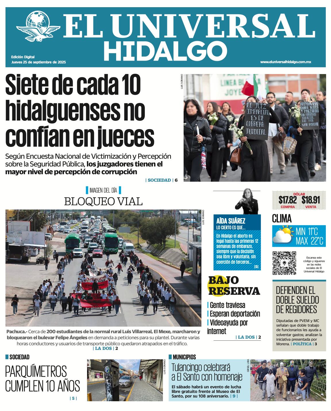 Portada El Universal Hidalgo 250925