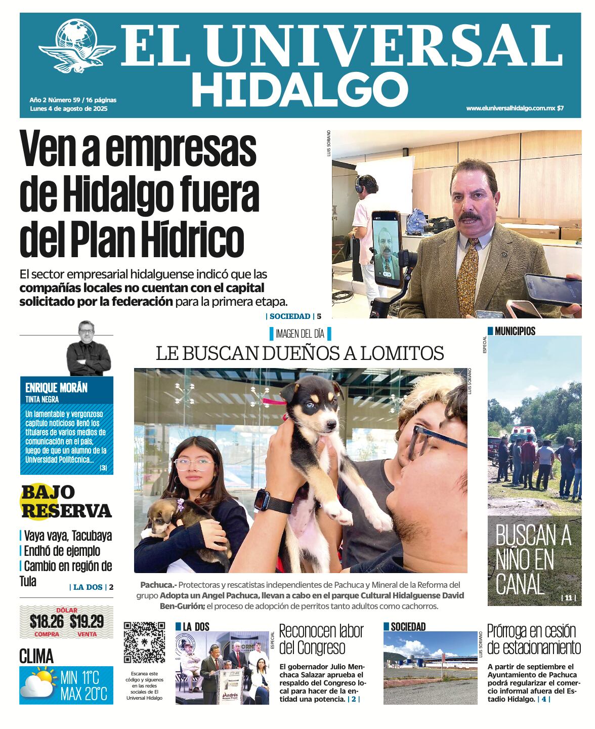 Portada El Universal Hidalgo 040825