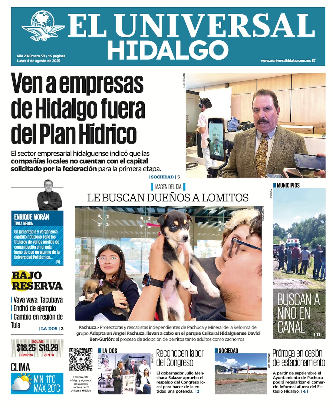 Portada El Universal Hidalgo 040825