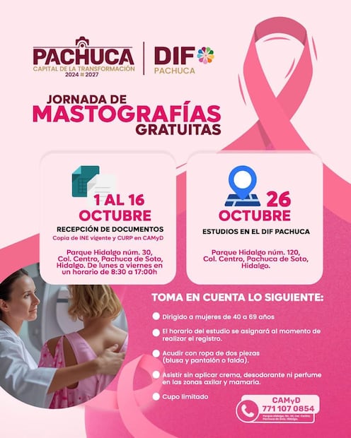 Mastografías gratuitas en Pachuca | Cortesía: DIF Pachuca