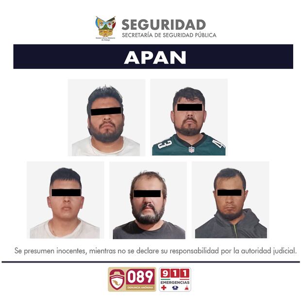 Desarticulan banda de asaltantes en Hidalgo; 5 detenidos y múltiples robos esclarecidos | Fotos: SSPH
