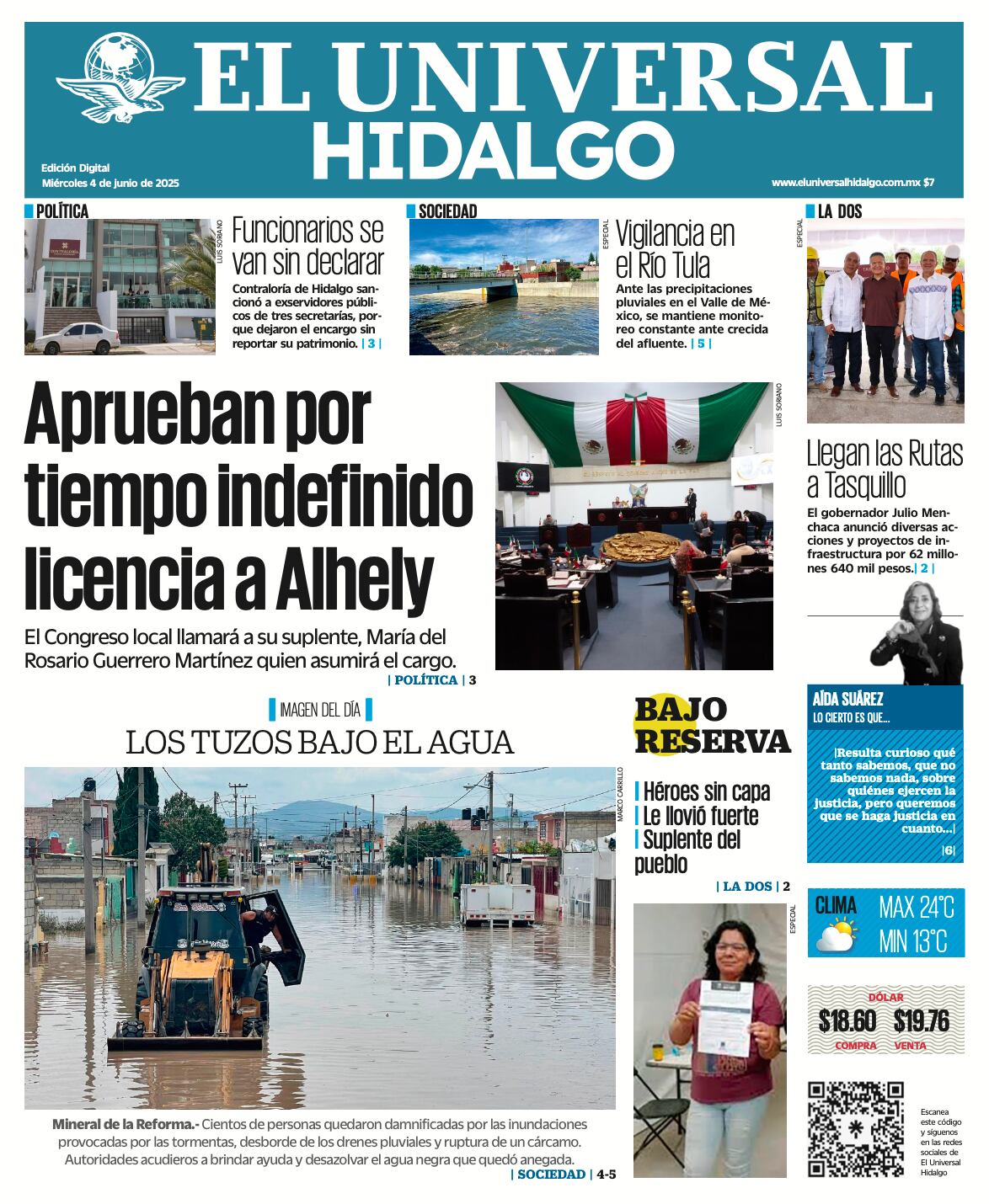 Portada EL Universal Hidalgo 040625