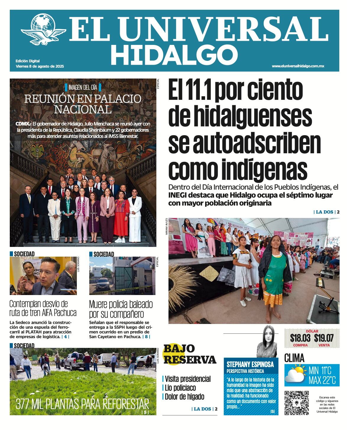 Portada El Universal Hidalgo 080825