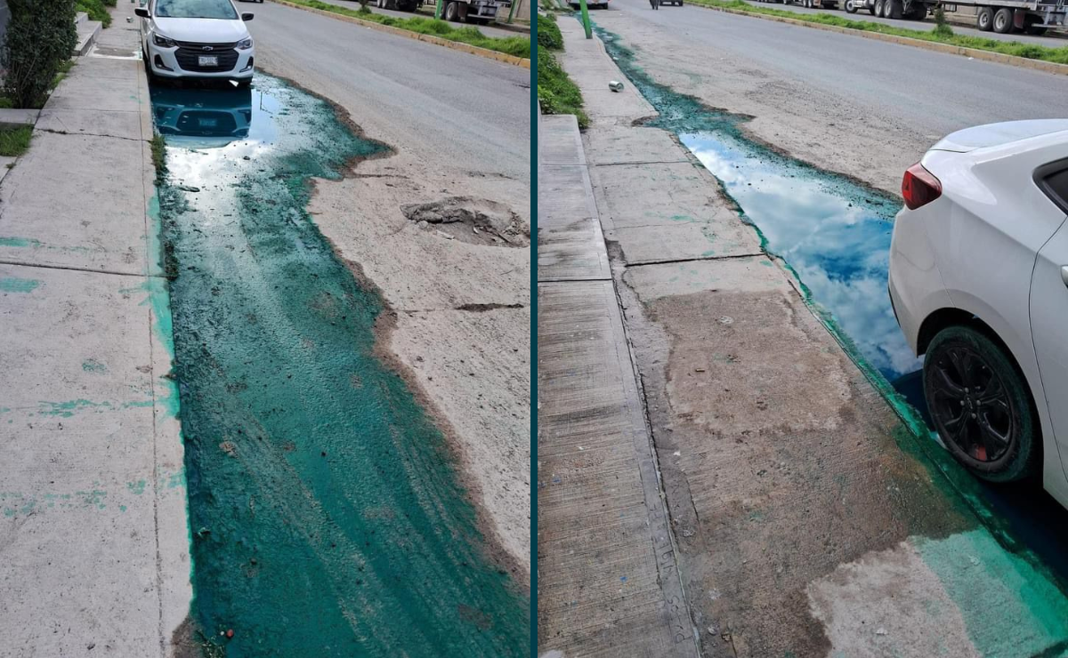 Vecinos denuncian derrame de químicos en vialidad de Tizayuca