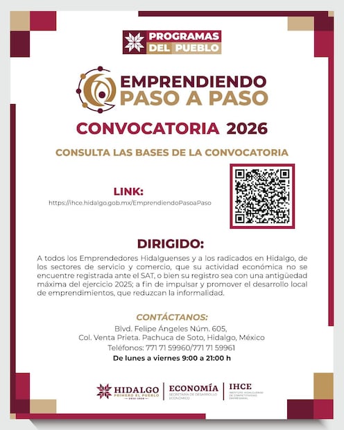 ¿Necesitas dinero para tu emprendimiento? Hay 20 mdp y esta es la convocatoria | Facebook: Instituto Hidalguense de Competitividad