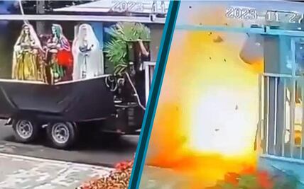 Explosión en procesión a la Santa Muerte en Catemaco deja dos heridos