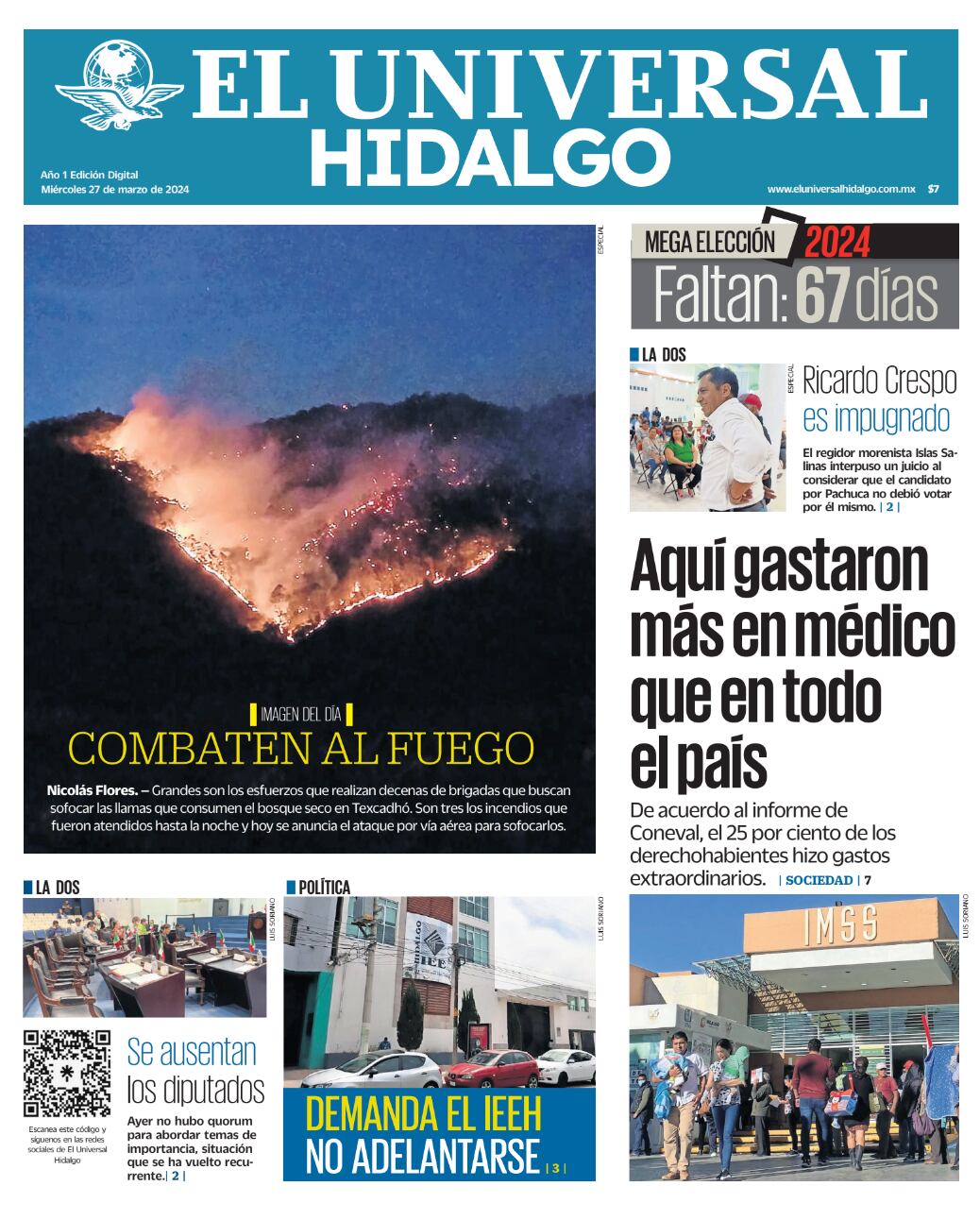 Portada El Universal Hidalgo 280324