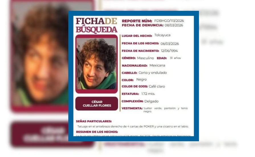 Autoridades continúan búsqueda de joven desaparecido en Tolcayuca