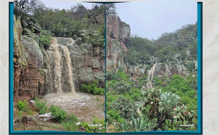 Cascada resurge tras lluvias milenarias en Huapalcalco