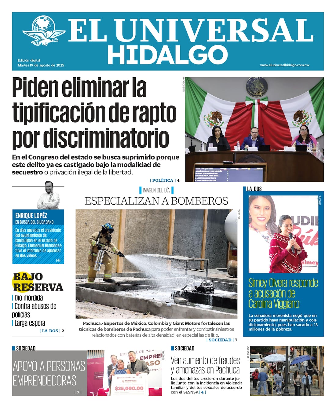 El Universal Hidalgo 19/08/25
