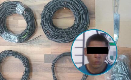 Capturan a un sujeto en poder de 108 metros de cable robado