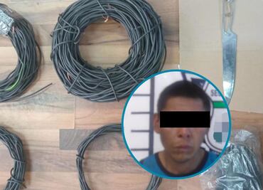 Capturan a un sujeto en poder de 108 metros de cable robado
