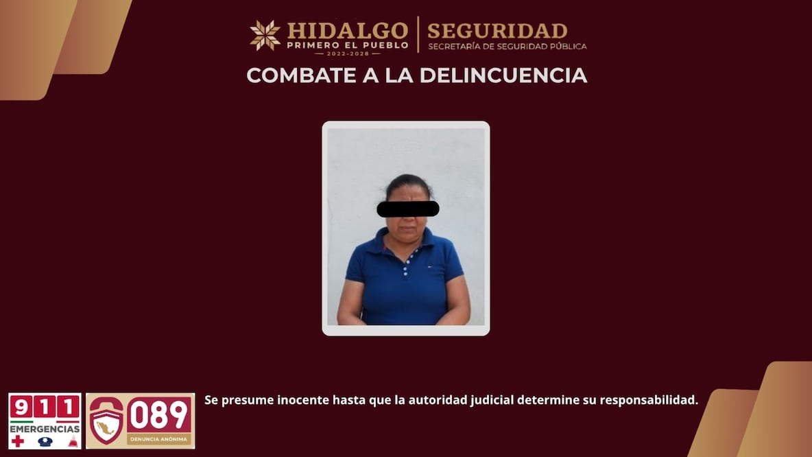 Detienen a mujer señalada por presunta extorsión en la Central de Abastos de Tezontepec de Aldama | Foto: SSPH