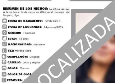 En Nuevo León localizan a menor de 12 años desaparecida en Tizayuca