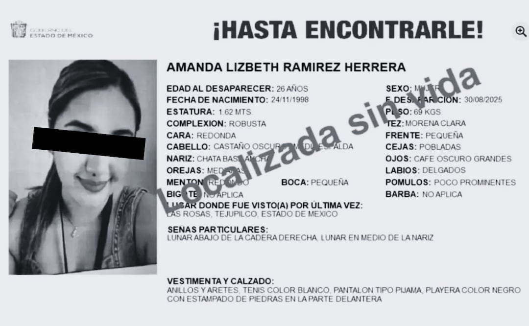 Ficha actualizada de la desaparición de Amanda Lizbeth | Foto: Especial
