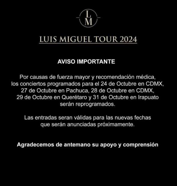 Profeco recuerda derechos de consumidores tras reprogramación de conciertos de Luis Miguel