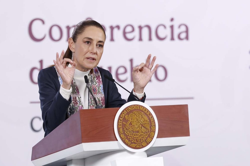 La presidenta Claudia Sheinbaum durante su conferencia matutina desde Palacio Nacional. Foto: Agencia EL UNIVERSAL/Diego Simón Sánchez/RDB.
