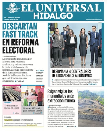 Portada EL Universal Hidalgo 30/7/26