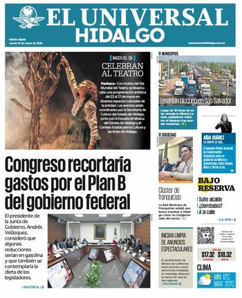 Portada El Universal Hidalgo 19/3/26