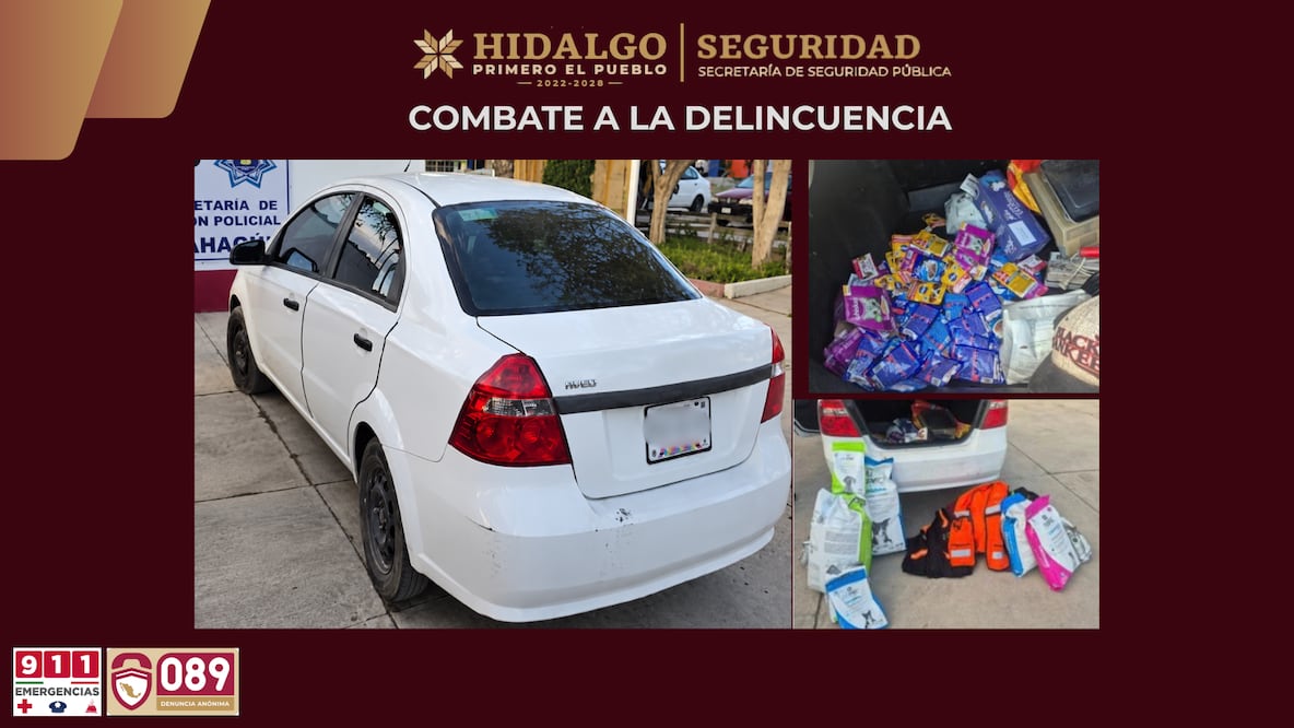 Detienen a tres tras presunto asalto a tienda de mascotas en Epazoyucan | Fotos: SSPH