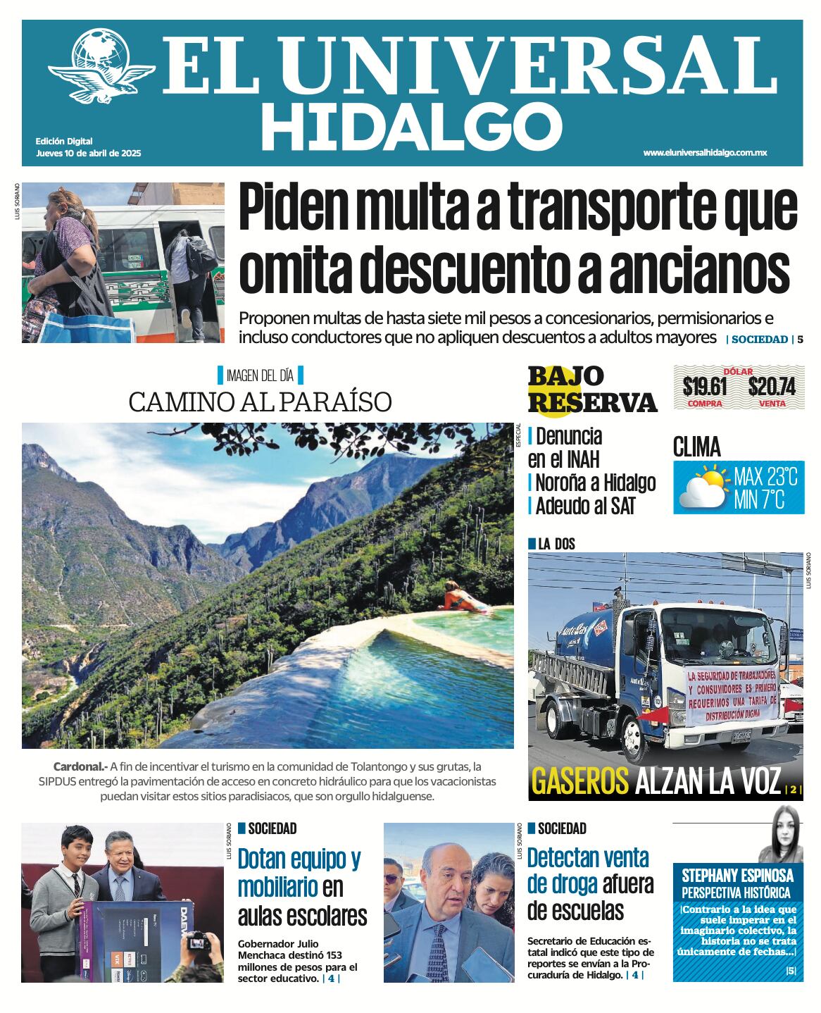 Periódico El Universal Hidalgo 100425