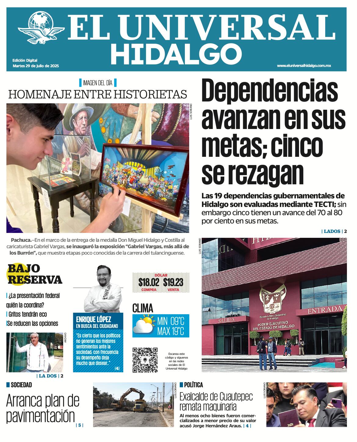 Portada El Universal Hidalgo 290725