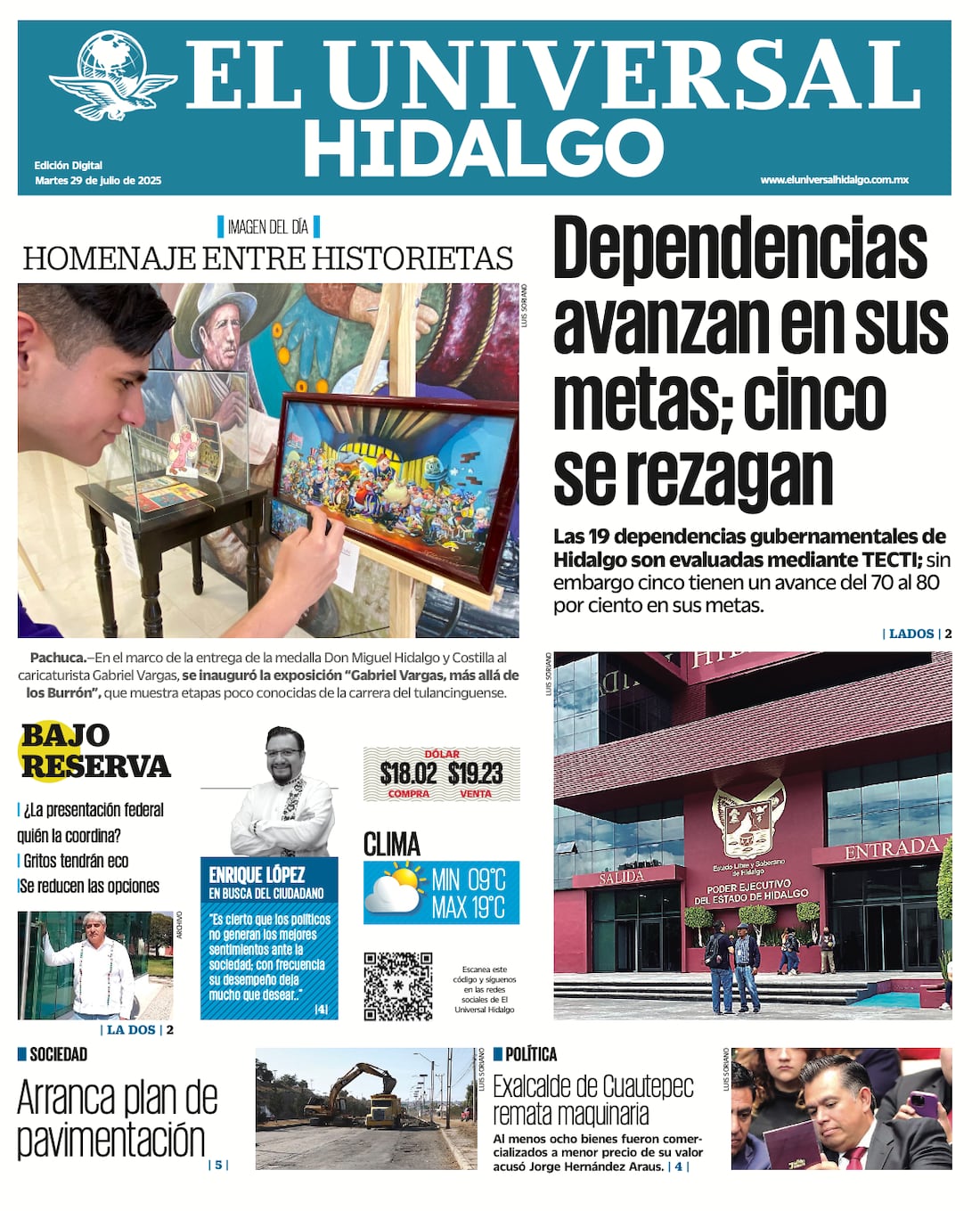 Portada El Universal Hidalgo 290725