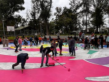 Renuevan con arte la cancha del Parque Hidalgo en Pachuca