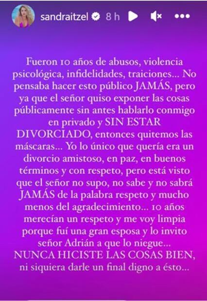La actriz de Tulancingo, Sandra Itzel, acusa a su exesposo de maltrato | Instagram