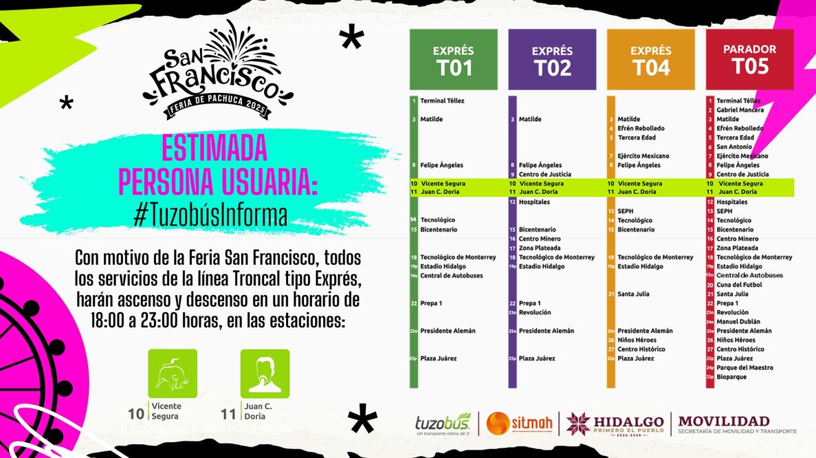 ¡Que nada te detenga en la Feria de San Francisco Pachuca 2025! | Cortesía: Movilidad Hidalgo