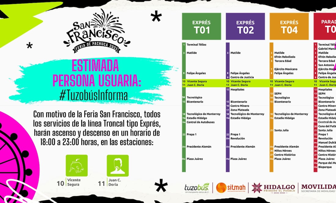 ¡Que nada te detenga en la Feria de San Francisco Pachuca 2025! | Cortesía: Movilidad Hidalgo