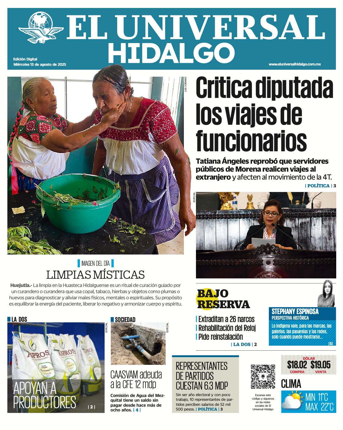 Portada El Universal Hidalgo 130825