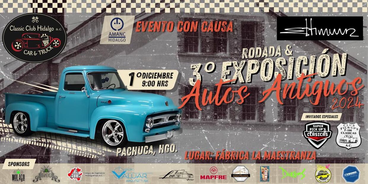 Tercera Rodada y Exposición de Autos Antiguos 2024; historia y solidaridad sobre ruedas | Cortesía: Turismo Hidalgo