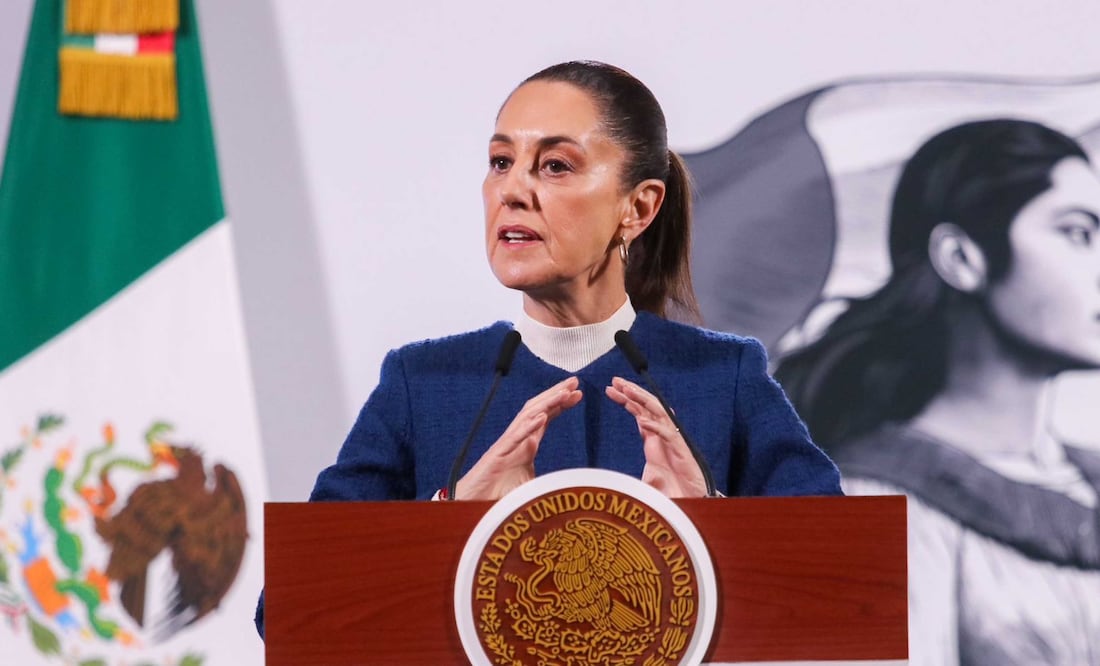 La presidenta Claudia Sheinbaum durante la conferencia matutina desde Palacio Nacional. Foto: Agencia EL UNIVERSAL/Axel Sánchez/RDB.