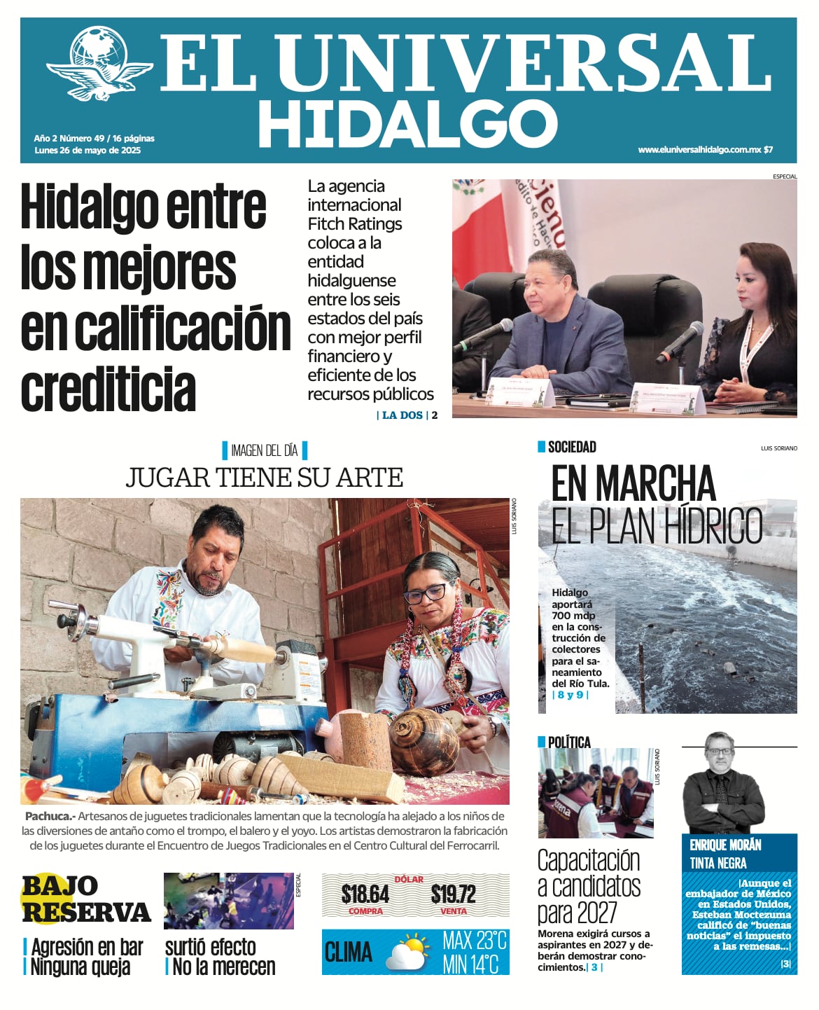 Portada El Universal Hidalgo 260525