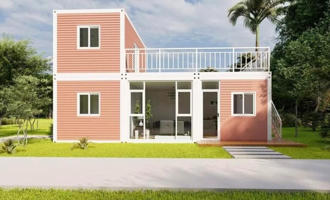 Anovoal es una casa prefabricada de 40 pies con un moderno cobertizo de almacenamiento de acero inoxidable para casa | Foto: Amazon