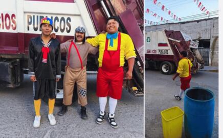 Trabajadores de limpieza festejan a los niños en su día como personajes del Chavo del 8