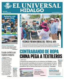 Portada El Universal Hidalgo 16/7/26