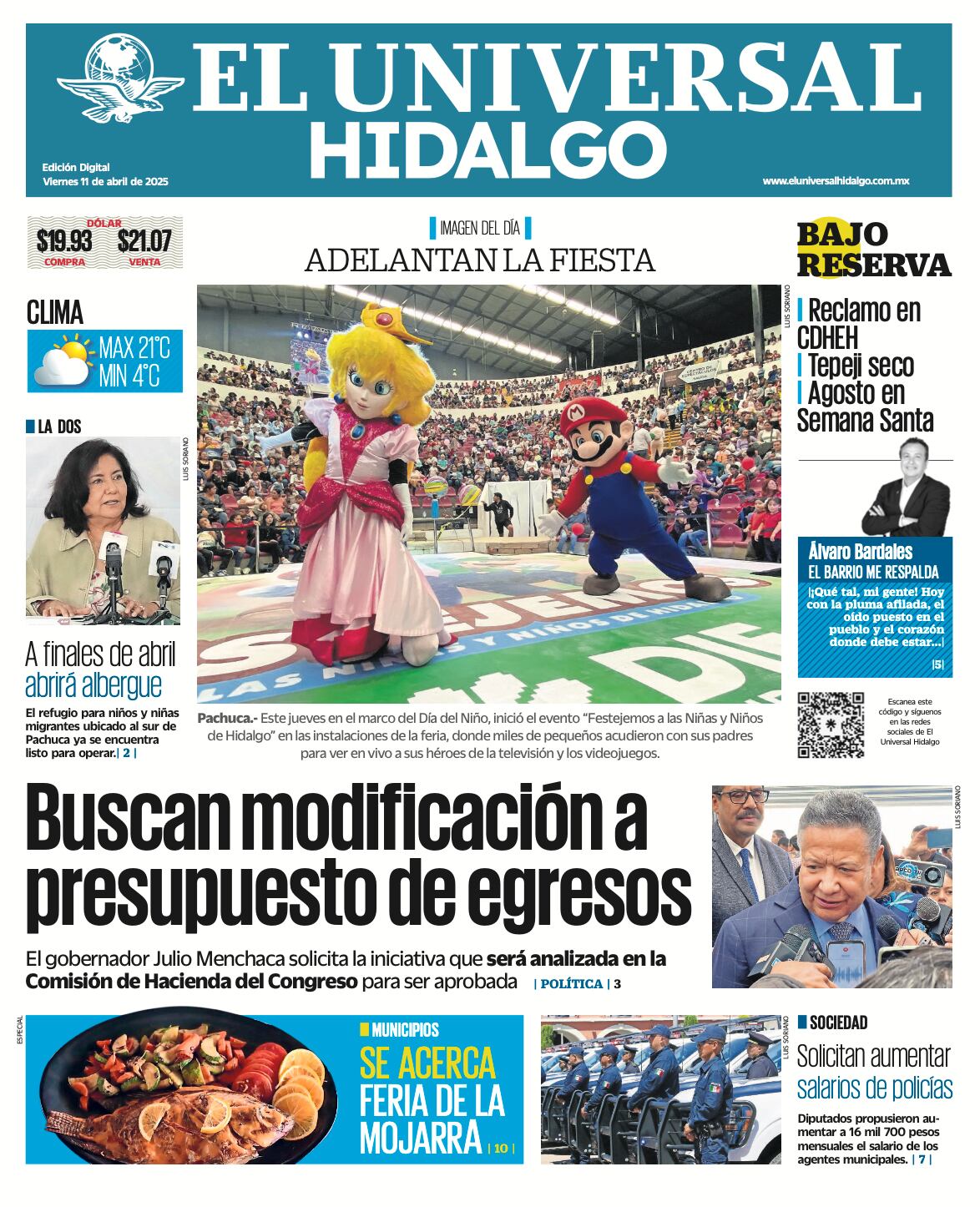 Portada El Universal Hidalgo 110425