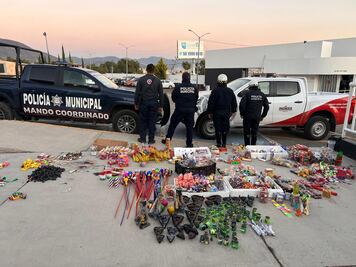Decomisan más de 60 kilos de pirotecnia en operativos en Pachuca