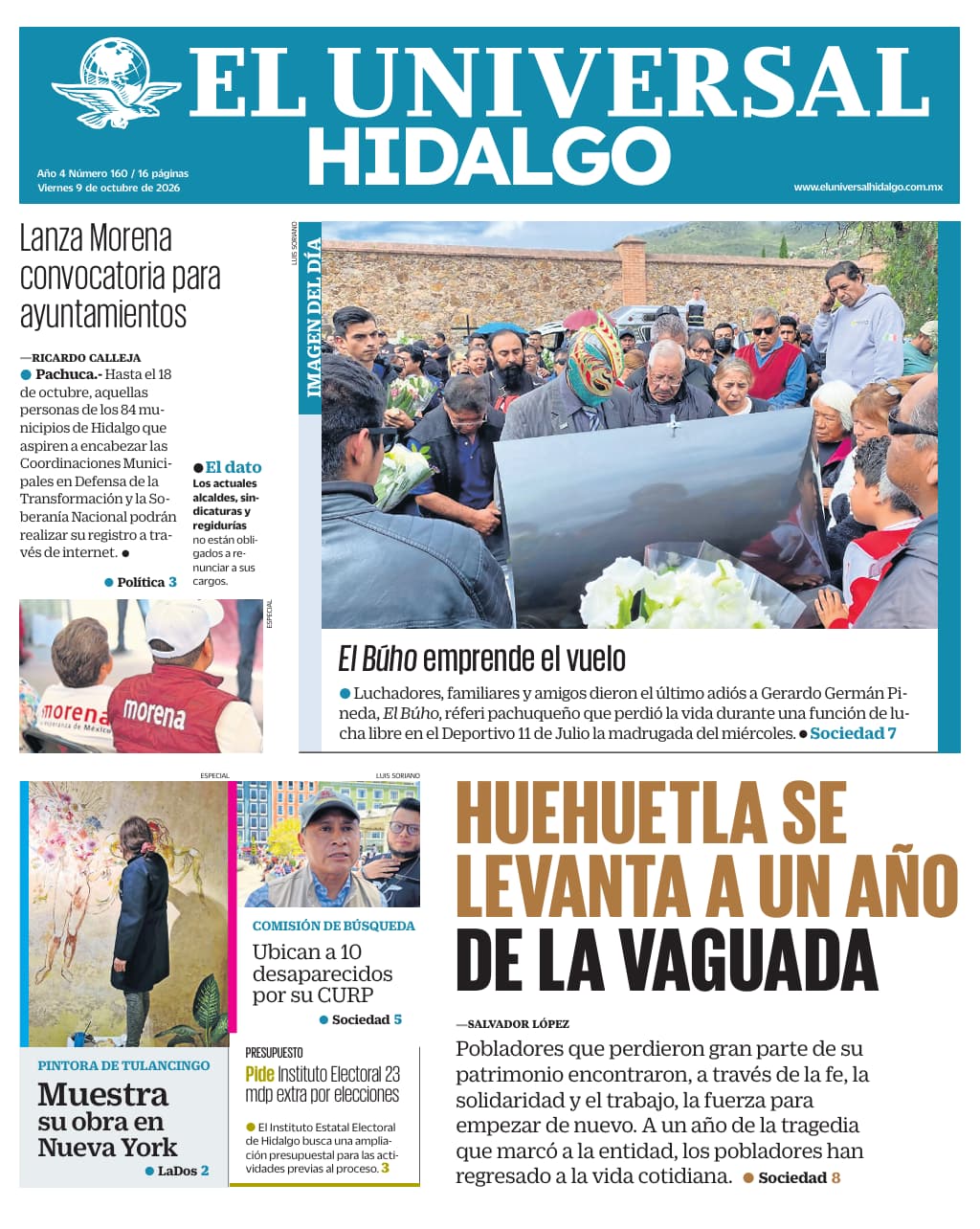 Portada El Universal Hidalgo 9/10/26