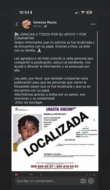 ¡LOCALIZAN A ISABELLA EN HIDALGO! Captura de pantalla