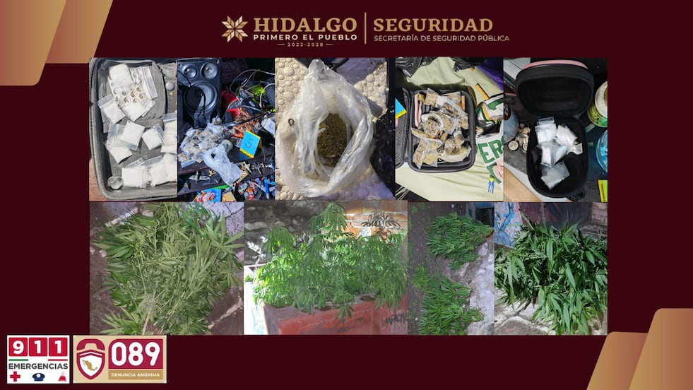 Aseguran droga, arma y detienen a cinco en Pachuca