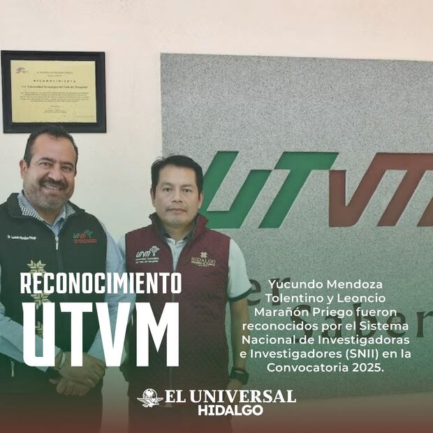 Docentes de la UTVM reciben reconocimiento como investigadores nacionales | Diseño: Saúl Barrera