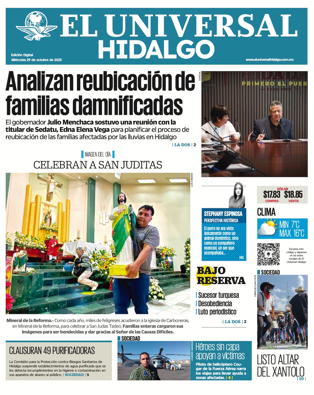 Portada El Universal Hidalgo 291025