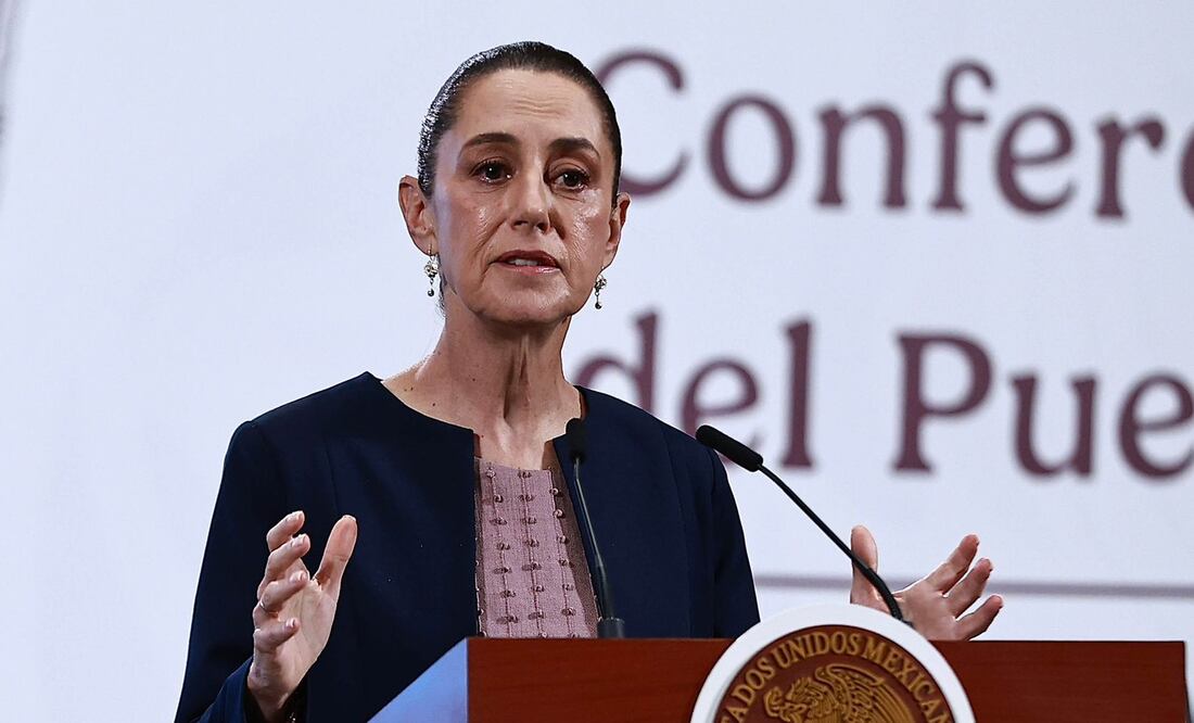 La presidenta Claudia Sheinbaum durante su conferencia matutina desde Palacio Nacional. Foto: Agencia EL UNIVERSAL/Berenice Fregoso/MIVV
