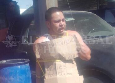 Detienen y amarran a un hombre en Ixmiquilpan, lo acusan de cambiar billetes falsos