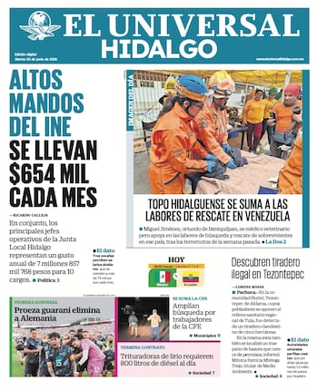 Portada El Universal Hidalgo 30/6/26